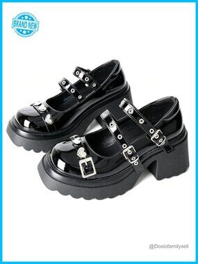Platform Mary Janes Chunky Pumps Buckle Strap Cosplay Goth Shoes
